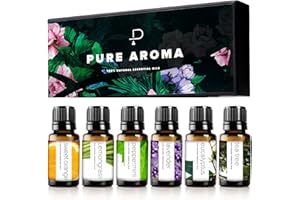 Essential Oils by Pure Aroma 100% Pure Therapeutic Grade Oils kit- Top 6 Aromatherapy Oils Gift Set-6 Pack, 10ML(Eucalyptus, Lavender, Lemon Grass, Orange, Peppermint, Tea Tree)