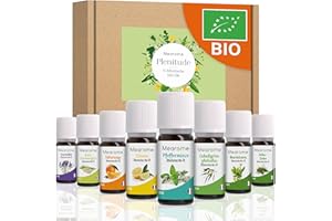 ‎PLASTIMEA ÄTHERISCHE ÖLE SET BIO-Zertifiziert Duftöl Pur 100% Naturrein, Aroma Diffuser Ravintsara Lavendin Pfefferminzöl Zitrone Eukalyptusöl Süßorangenöl Aromatherapie Geschenk Idee Massageöle Geschenkset