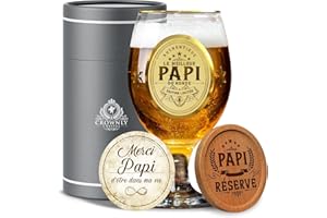CROWNLY CRYSTAL® Verre à Bière Personnalisé – Cadeau Original pour Papi ou Grand-Père – Idée Cadeau d’Anniversaire Homme