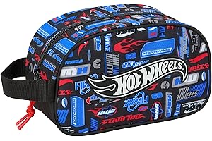 Safta HOT WHEELS - Neceser Escolar Infantil Mediano con Asa, Neceser Infantil, Adaptable a Carro, Fácil Limpieza, Cómodo y Versátil, Calidad y Resistencia, 26x12x15 cm