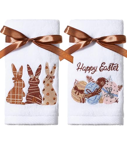 Avanti Linens Handtuch-Set 3-teilig - 100% Baumwolle, Saugfähig, Pinienzweig-Stickerei, Natur/mokka