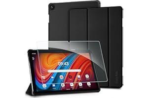 EasyAcc Etui do Lenovo Tab M10 3 generacji 10,1 cala 2022 ze szkłem pancernym, Ultra cienkie etui z funkcją automatycznego podparcia i uśpienia oraz automatycznego budzika, czarne