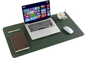 ARNTY Podkładka na Biurko, Leather Mata na Biurko, Wodoodporna Mata na Biurko na Laptopa, Dwustronna Podkładka na Laptopa do Biura i Domu(Zielony & Jasnoszary, 80*40cm)