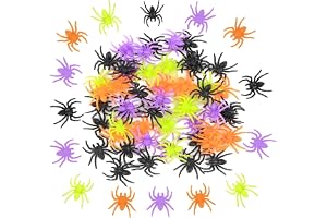 TAXTYHRE 50 stycken halloween spindlar dekoration, realistisk mini spindel spridningsdekoration, 4 färger terror spindel, roliga skämtrekvisita, för halloween inomhus läskiga spökhus karneval fest