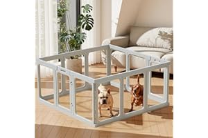 Gardner Pet Enclos pour Chien Transparent en Acrylique 128x85x60cm(9 PCS + 1 Panneaux avec Porte) - Parc à Chiot Modulable d'Intérieur - Clôture Sécurisée pour Petit Chien/Chat/Lapin/Cochon - Gris