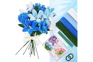 GENHH 400 Stück Pfeifenputzer, Pfeifenreiniger Blumen Bastelset, Blau Pipe Cleaner Basteln 4 Farben Chenilledraht für DIY-Blumensträuße Blumenstrauß Papier Deko Kreativset Handwerk Dekorieren