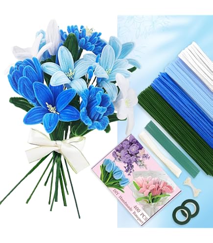 400 Stück Pfeifenreiniger Blumen Set, Pfeifenputze Produktbild-Vorschau 5