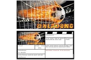 ‎BREITENWERK BREITENWERK 12 Fussball Einladungskarten im Karten-Set zum Kinder-Geburtstag oder Fußball-Party - Einladungen für Jungen Mädchen und Erwachsene