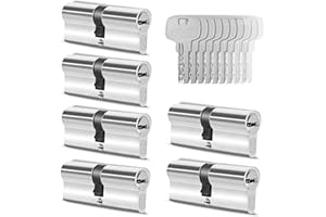 GERCAR 6x cilindro de cerradura/cerradura de barril para puerta 40/40 – 80 mm – 6x cerradura de puerta/cilindro de cierre uniforme con 30 llaves – Longitud: 80 mm A: 40 B: 40