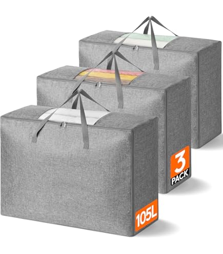 4 Stück Aufbewahrungstaschen 105L – Wasserdicht, Faltbar, Mit Reißverschluss Für Bettdecken, Kleidung & Umzug