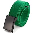 Cut To Fit Canvas Web Belt Size Up to 52" with Flip-Top Solid Black Military Buckle (16 Color and Combo Pack Options)