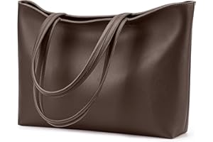 KALIDI - Grande borsa a mano da donna in pelle sintetica PU, shopper, tote bag, impermeabile, con chiusura lampo, per lavoro, viaggi, shopping, scuola