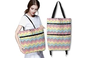 FGXY Carrello Della Spesa, Carrello Spesa Pieghevole, Carrello Pieghevole, Carrello Portaspesa Con Ruote, Portaspesa Ruote, Riutilizzabile, Rispettoso Dell'Ambiente, Pratico(Strisce ondulate)