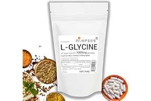Nutrics® 1000mg (per Capsule) L GLYCINE x 90 Veg Capsules Strong One A Day L-Glycine Amino Acid - Free from fillers Binders & Bulking Agents
