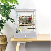 Dayang Unbreakable Glass White Bird Cage 39.5x43x51.3cm