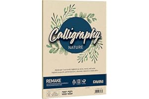 Favini A690564 Calligraphy Nature Remake colore Perla 50 cartoncini da 250 gr/m2 formato A4 21x29,7 cm ideali per Inviti Partecipazioni Diplomi Menù Made in Italy
