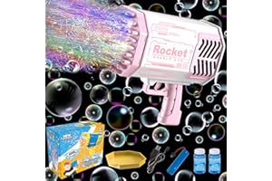 LEONSHCO Pistolet a Bulles Pour Enfant, Machine à Bulles électrique, Pistolet à Bulles 69 Trous 10 000+ Bulles/Minute, Pistolet Bulle Avec 2 Bouteilles Bulles De Savon Pour Mariages/Cadeaux/Anniversaires/Fêtes
