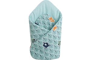 Medi Partners Rożek Niemowlęcy 100% bawełna 75x75cm Becik Dwustronny Wielofunkcyjny Miękki Całoroczny (Miętowy Las)