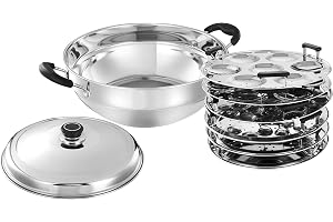 Amazon Brand - Solimo Stainless Steel Induction Bottom Kadhai with 6 Plates Gas Stove & Induction Compatible 1 L Silver