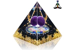 CCALDU Orgonite Piramide Chakra Pyramid Cristalloterapia Pietre E Cristalli Con Sfera Di Ametista Pietre Chakra Di Cristallo Dell'Albero Della Vita Per L'Energia Positiva Chakra Healing Meditazione Yoga -6CM