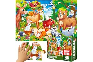QUOKKA Puzzle Giant para Niños 3 4 5 Años - 60x90 cm 48 Piezas Puzzle XXL de Suelo Infantiles 5 6 Años - Grande Juguete del Bosque - Regalo Educativo para Niños y Niñas de 2 a 6