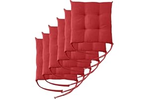 Il Tuo Artigiano Design Set 4 o 6 Cuscini per Sedie da Cucina Made in Italy - Cuscini Sedie Cucina set da 6 40x40 cm spessore 6 cm - Imbottiture in Spugna e Soffice acrilico (6, Rosso)