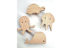 PLT Crochet mural en bois pour enfants pour chambre d'enfant, tortue, Wal, octopus, Qualle, décoration, cintre, penderie, penderie, garde-robe, style Scandi, idée cadeau