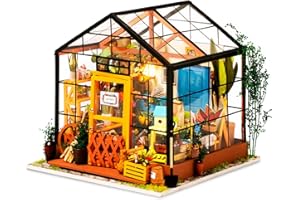 Robotime Poupées en Bois modèle Kits rénovation de Meubles - Kit de Construction Woodcraft Green House Bricolage - Jouets éducatifs, Mini Maison Miniature Diorama à la Main (Garden House)