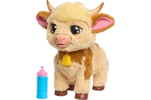 Just Play Juguete Interactivo furReal Maggie la Vaca Que Come y te Sigue, de 27,9 cm, más de 50 Sonidos y reacciones, Animal de Peluche, Juguete para niños a Partir de 4 años