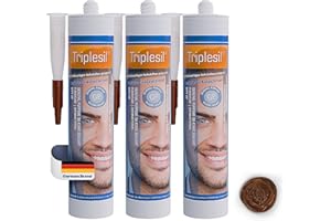 TRIPLESIL GP Mastic Silicone -Haute Température 3x 310 ml- Étanchéité Sanitaire et Extérieure -Idéal pour Intérieur et Extérieur- joint salle de bain-Sanitary Silicone sealant for indoor &outdoor use,(brun)
