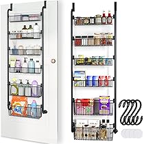 TAHAVICE 2 Pack Over The Door Storage Organizer With 5 Pockets 10 Mesh Side Pockets, 44 Lbs Weight Capacity Door Hanging Organizers And Storage For Bedroom,Bathroom,Nursery,Pantry,Dorm(Black