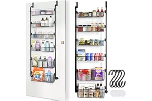 Wuciray Etagere Rangement Suspendu à 6 étagères Paniers pour Porte Suspension Meuble avec 4 Crochets pour Cuisine Salle de Bain Buanderie Chambre Etagere Suspendue Porte