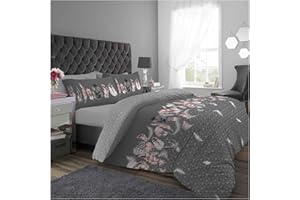 GC GAVENO CAVAILIA Gaveno Cavailia Luxurious Feathers Bed Set with Duvet Cover and Pillow Cases, Polyester-Cotton, Grey, Double