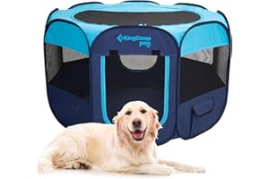 KingCamp Enclos Pliable pour Chien Chat Lapins Chaton Parc Chien Enclos Parc Chiot Respirant en Oxford Résistant à l'eau Niche Cage Portable Animaux pour Interieur Extérieur avec Sac de Transport