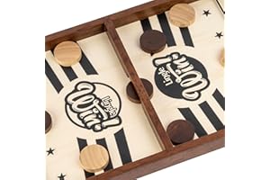 Lingle Sling Puck Jeu - Jeu de Plateau en Bois Massif de 16,5 Pouces, Bataille Luxueuse de Sling Puck pour des Nuits en Famille ou des Fêtes Entre Amis, de Bureau Classique et Compétitif