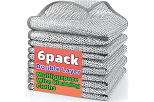 VIZAG OPTIMIZE VIZAG Wire Dishwashing Rag for Wet and Dry, Non Scratch Wire Dishcloth, Double Stainless Steel Scrubber, Multipurpose Wire Dishwashing Rags for Cookware, Sinks, Dishes, (6)