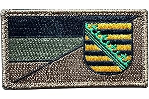 ‎PATCHLAB Deutschland Bundesländer Bayern Flaggen Subdued für Jäger, Bundeswehr, Schützen, Armee und einfach zum Sammeln mit Hakenklett für Rucksack, Jacke usw SACHSEN