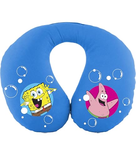 United Labels Spongebob - Testa di spugna per volti da viaggio, comodo cuscino da viaggio, cuscino cervicale per auto, aeroplano giallo