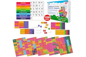 1138 PCS Colorful & Complete Poetry Magnets Kit, Word Magnets for Fridge, Poem Magnets, Magnetic Words for Fridge, Sentence Building, Poetry Tiles Magnets, Create Poems, Conversations - Simply Magic