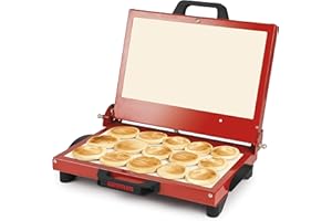 G3 Ferrari G10025 Tigella Mia Tigelliera e Tostiera, 1200 W, Pietre refrattarie XXL, Termostato regolabile, Rosso