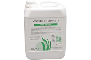 BIOKY Vinagre Blanco de Limpieza 5L – Concentrado 10º - Puro y Natural para Limpieza del Hogar –Multiusos Limpieza Ecológica: Desengrasante, Antical y Abrillantador – Elimina Malos Olores en Ropa (5 Litros)