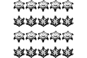 GROVL 20Pcs Golf Spikes Replacement Bulk Cleats，Anti-slip Tooth Cricket Golf Shoe Spikes Studs，Fast Twist Screw Thread Golf Shoe Studs Cleats for Golf Shoe Accessories, Black