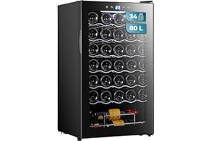 Cecotec Cave à vin 34 bouteilles Bolero grandsommelier 34030 black compressor, 80 L, Refroidissement par compresseur, Température réglable de 5 à 18°C, Commande tactile, Affichage, LED intérieur.