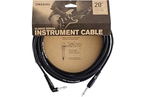 PLANET WAVES D'Addario Accessories Kabel do gitary z serii klasycznej, przewód instrumentalny z końcówkami 10 cm, trwały i niezawodny, przewód basowy lub gitarowy, kąt prosty, 6 m