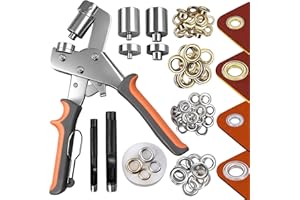 SBGGRL Kit de œillets avec poinçons de 6 mm et 10 mm, 500 pièces d'œillets en métal, ensemble d'outils de presse à rivets à pinces à œillets très résistant pour bâches, artisanat en cuir, tissus