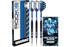 WINMAU Rookie Brass Darts Set with Flights, Shafts (Stems) and Exclusive Darts Booklet - Available in Blue, Red and Green