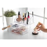 3 Drawers Transparent Makeup Organizer Set Jewelry Box Organizer (Transparent 3 Drawers)