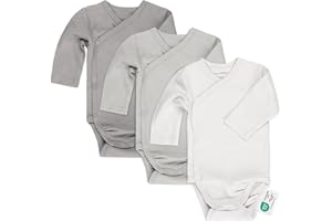 LaLoona Wickelbody Langarm 3er Pack - Baby Body Set aus Baumwolle, Langarmbody mit Knöpfen, ÖkoTex Standard 100 geprüft