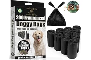 H HAYA HOME Haya Home 200 Pine Scented Eco Tie Handles Large Dog Poo Bags on roll Leak and Tear Resistance Extra Strong Doggy Poo Poop Bags Environmentally friendly 100% recyclyed material