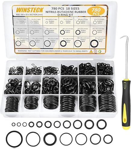 KUBOWAI 1200 Stuks Nitril Afdichtingsringen, Assortiment, 24 maten, Zwarte O -ringen voor de Reparatie Van Auto, Sanitair, Tuinwerkplaats, Hydrauliek, Sluitringen met een Diameter van 6-28 mm KUBOWAI 1200 Stuks Nitril Afdichtingsringen, Assortiment, 24 maten, Zwarte O -ringen voor de Reparatie Van Auto, Sanitair, Tuinwerkplaats, Hydrauliek, Sluitringen met een Diameter van 6-28 mm